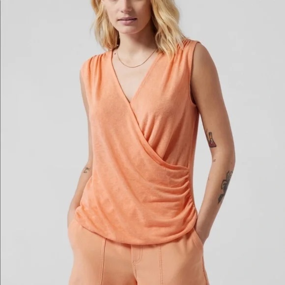 Athleta Tops - ATHLETA Women's 2X ‘Breezy Wrap Tank’ Orange Modal Blend Sleeveless Relaxed Fit